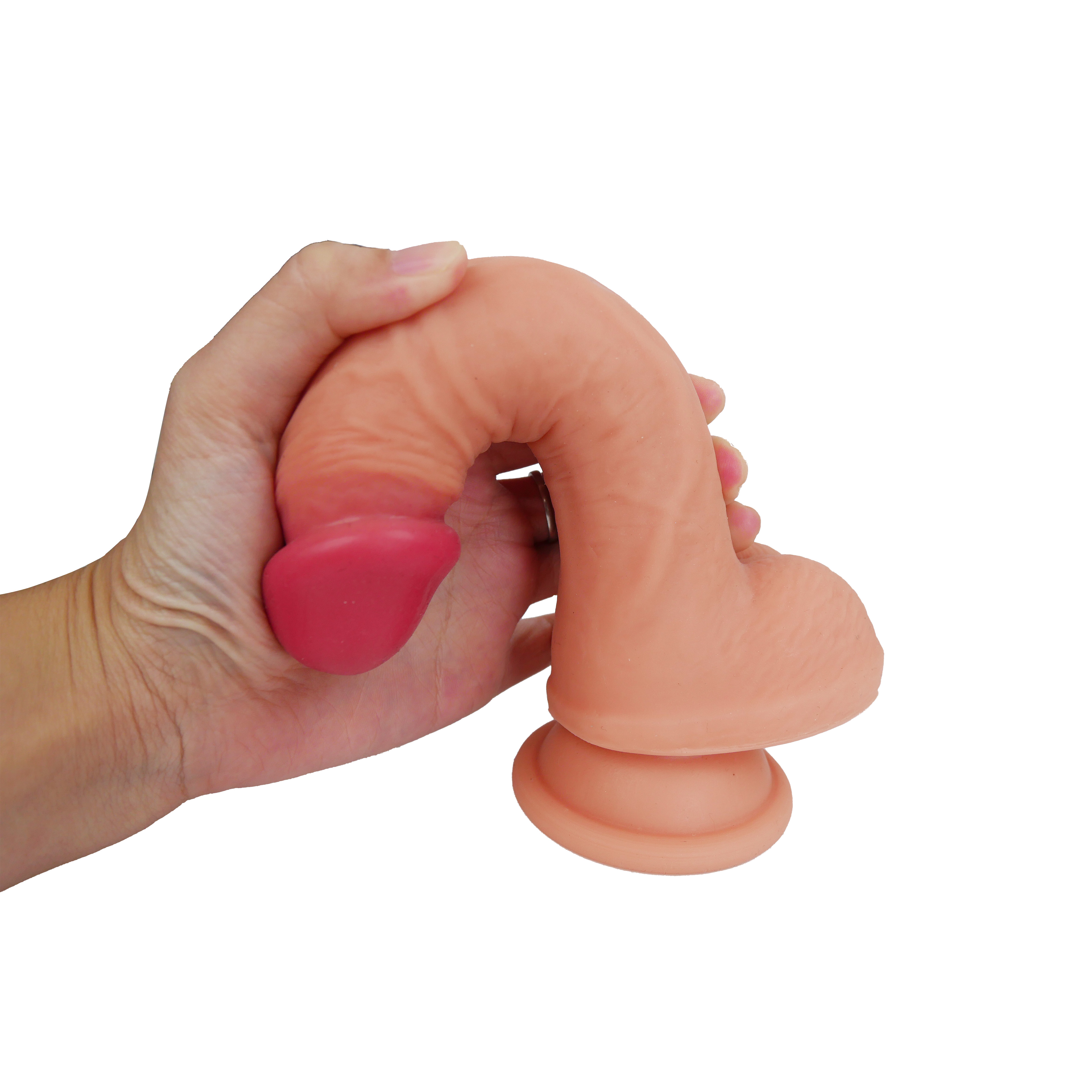 Realistischer Dildo mit Saugnapf – 21 cm Gesamtlänge, 15 cm einführbar, naturgetreu, hautfarbend hell mit Adern & Hoden meilov