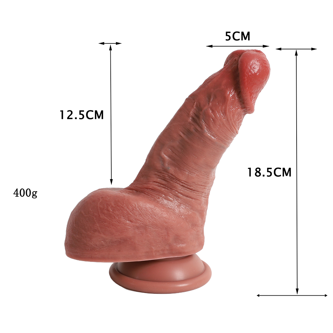 Realistischer Dildo mit Saugnapf – 18,5 cm Länge, 5 cm Durchmesser, naturgetreues Design, hautfreundliches Silikon, handgefertigte Adernstruktur von meilov