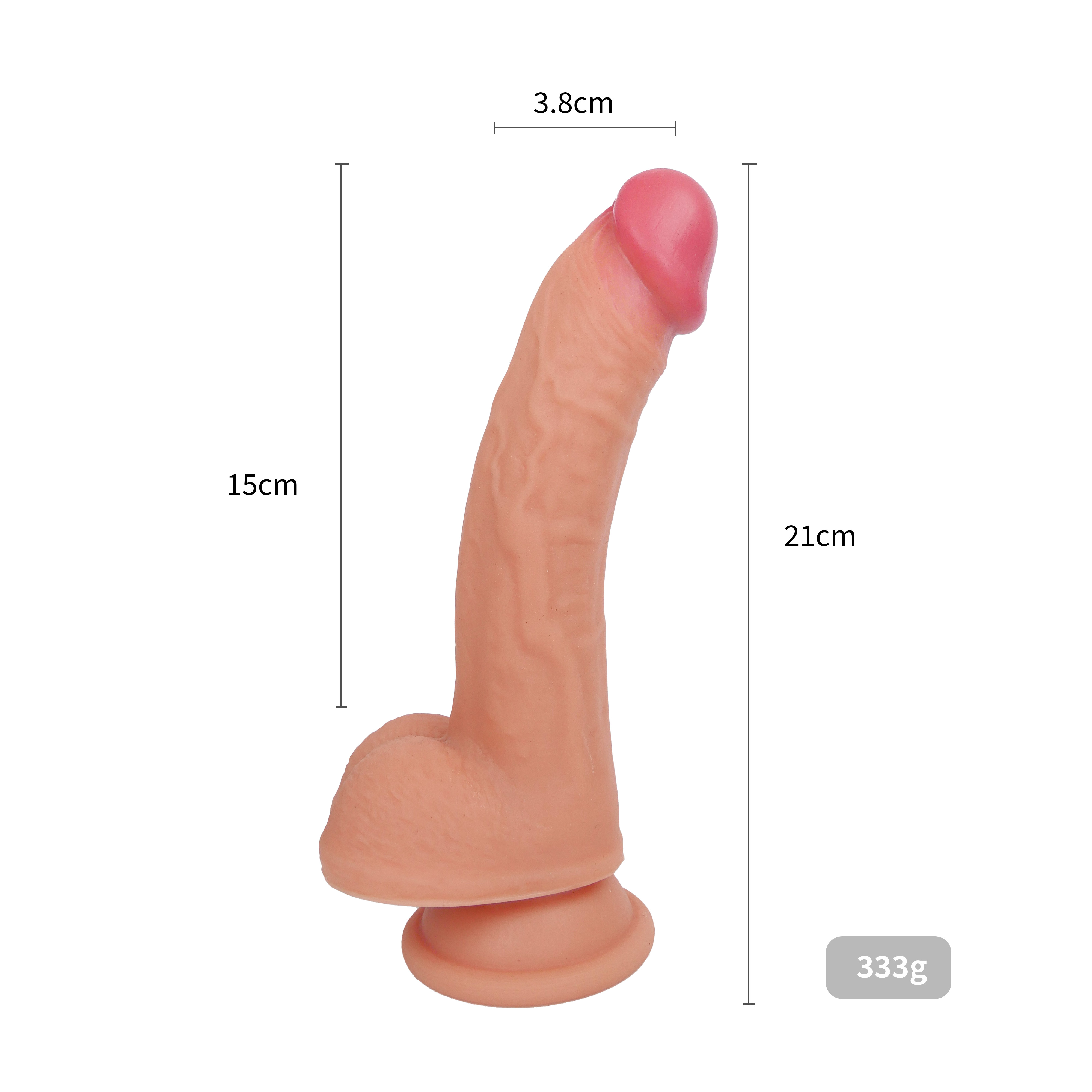 Realistischer Dildo mit Saugnapf – 21 cm Gesamtlänge, 15 cm einführbar, naturgetreu, hautfarbend hell mit Adern & Hoden meilov
