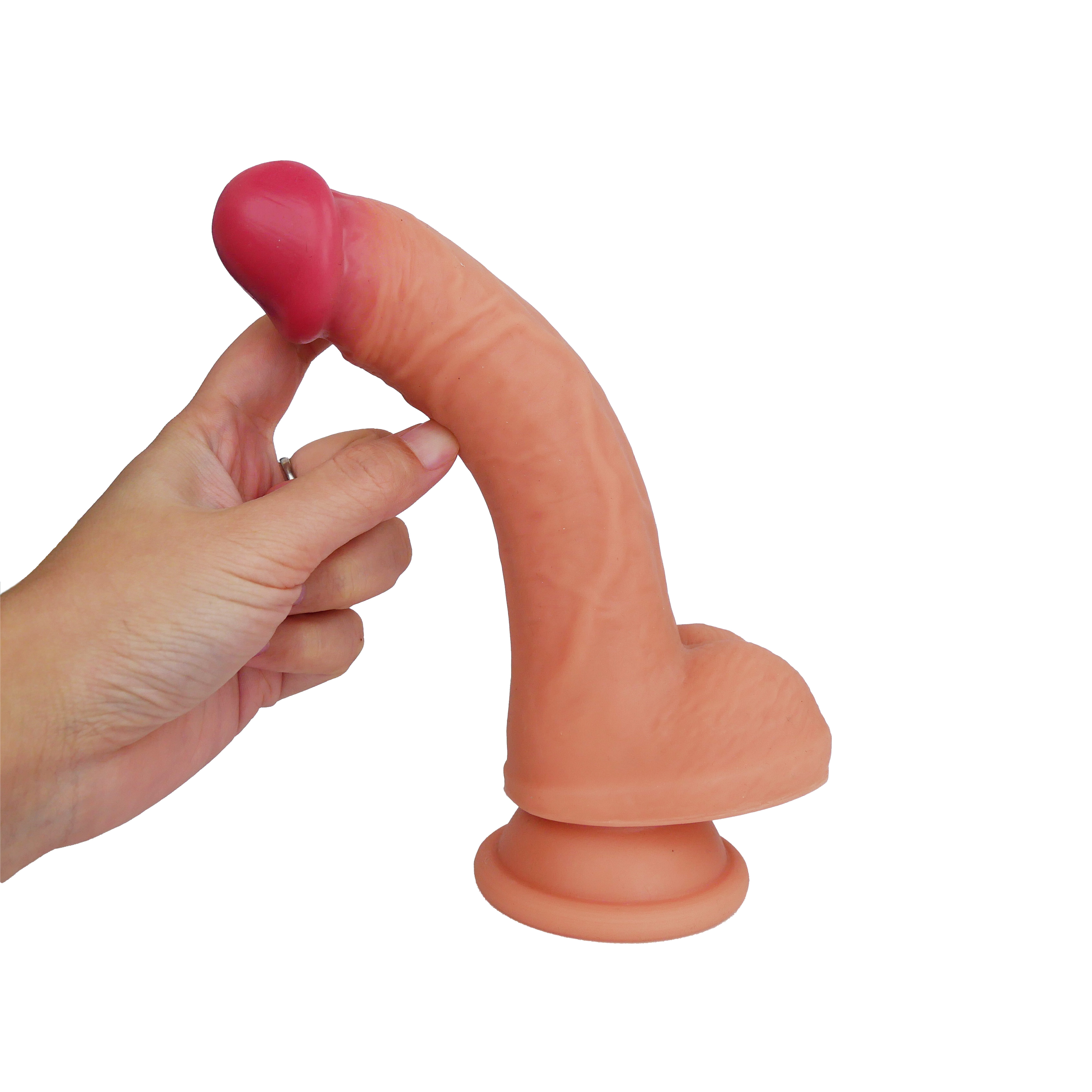 Realistischer Dildo mit Saugnapf – 21 cm Gesamtlänge, 15 cm einführbar, naturgetreu, hautfarbend hell mit Adern & Hoden meilov
