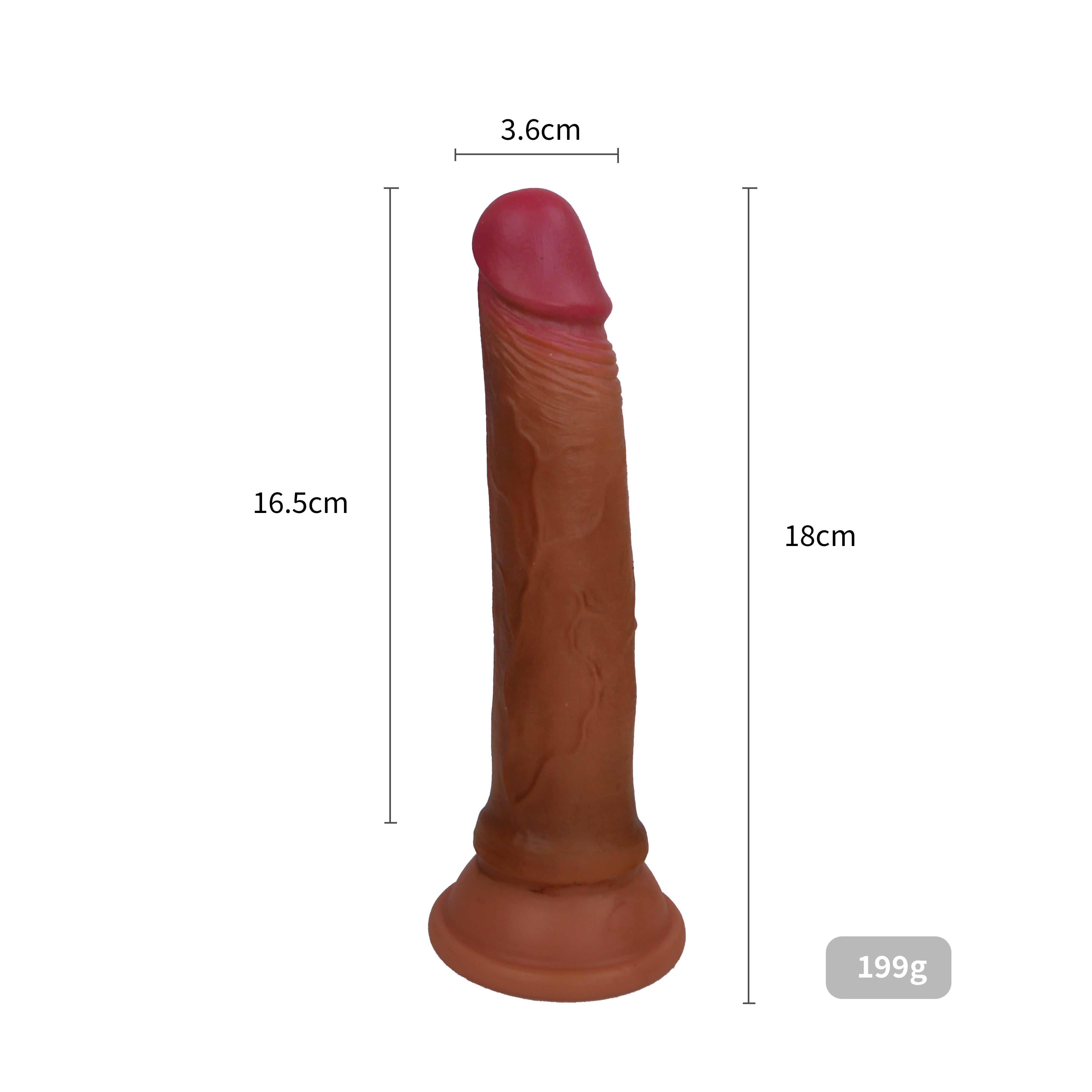 Realistischer Dildo mit Saugnapf – 18 cm Gesamtlänge, 16,5 cm einführbare Länge, 3,6 cm Durchmesser