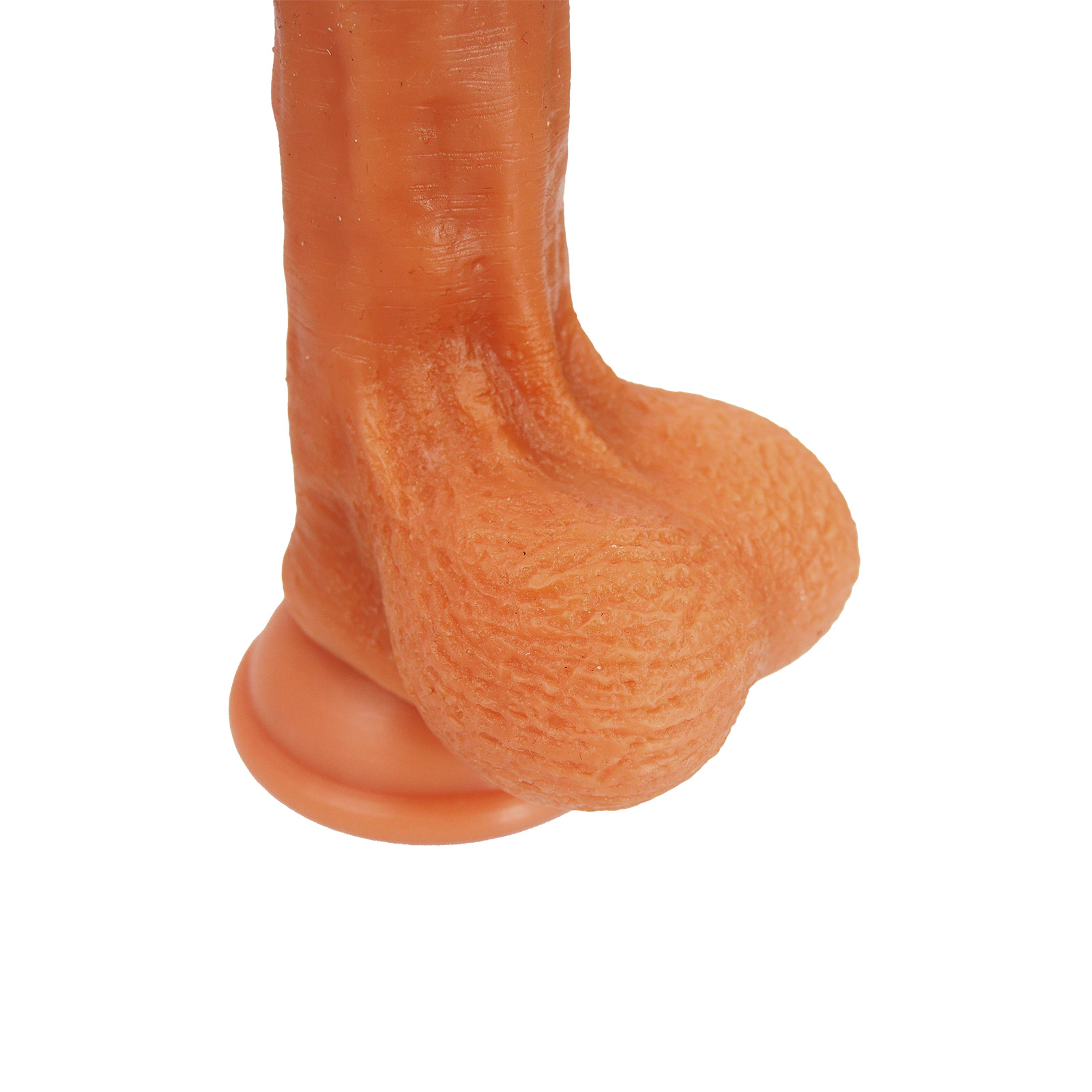 Realistischer Dildo leicht braun mit Saugnapf – 17,5 cm Gesamtlänge, 12 cm einführbar, naturgetreu, mit Adern & Hoden, hautfreundliches Silikon, flexible Struktur, 3 cm Durchmesser