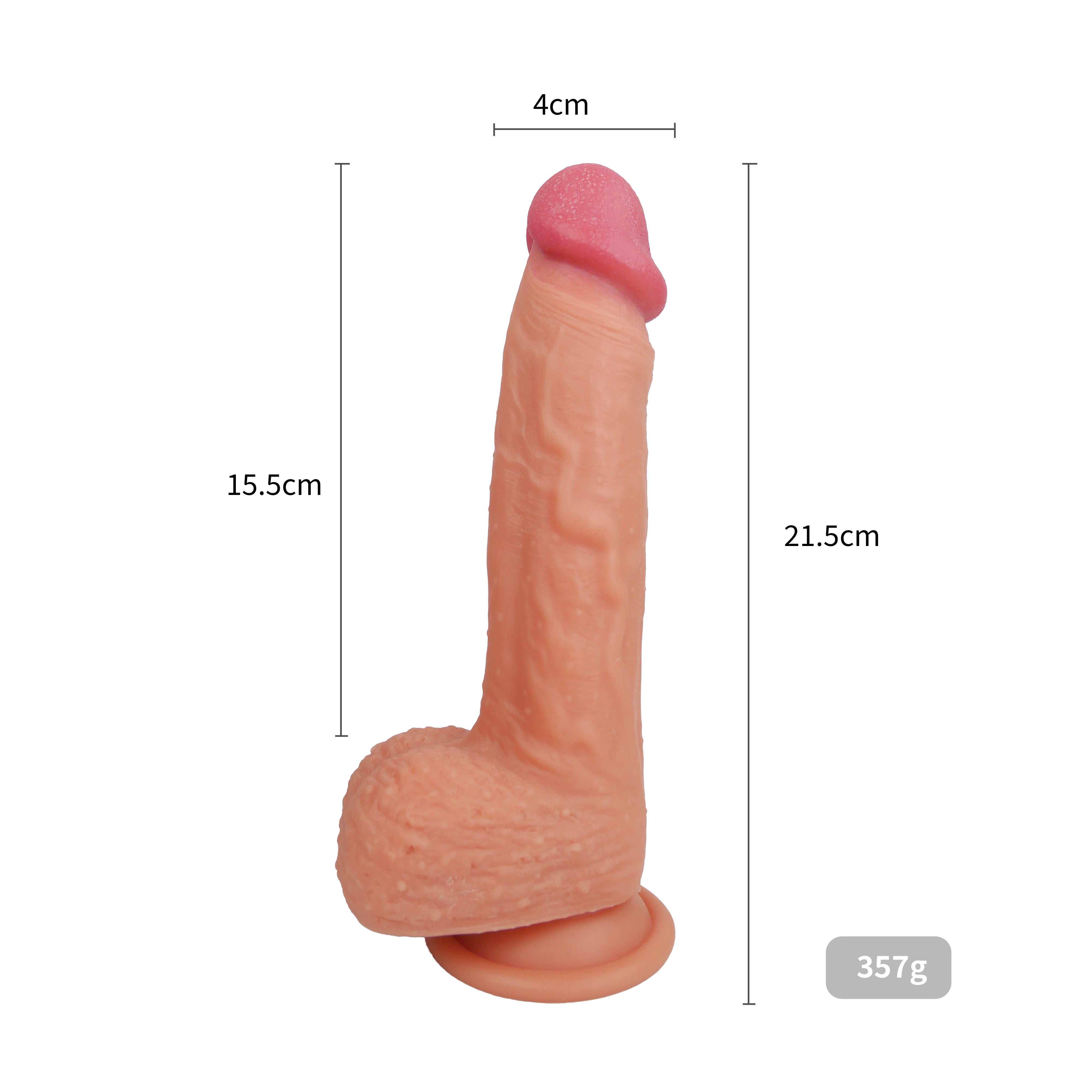 Realistischer Dildo mit Saugnapf – 21,5 cm Gesamtlänge, 15,5 cm Einführlänge, 4 cm Durchmesser