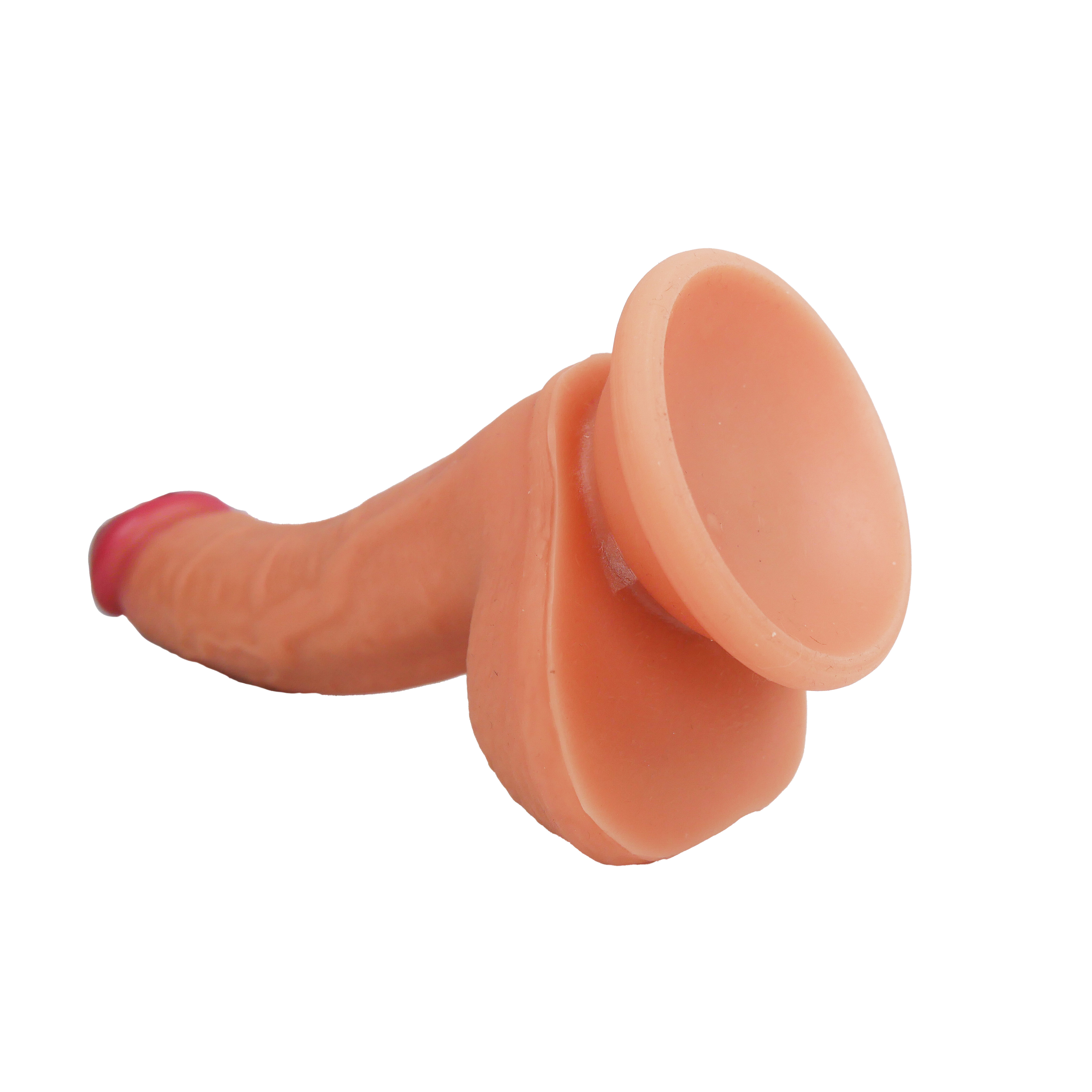 Realistischer Dildo mit Saugnapf – 21 cm Gesamtlänge, 15 cm einführbar, naturgetreu, hautfarbend hell mit Adern & Hoden meilov