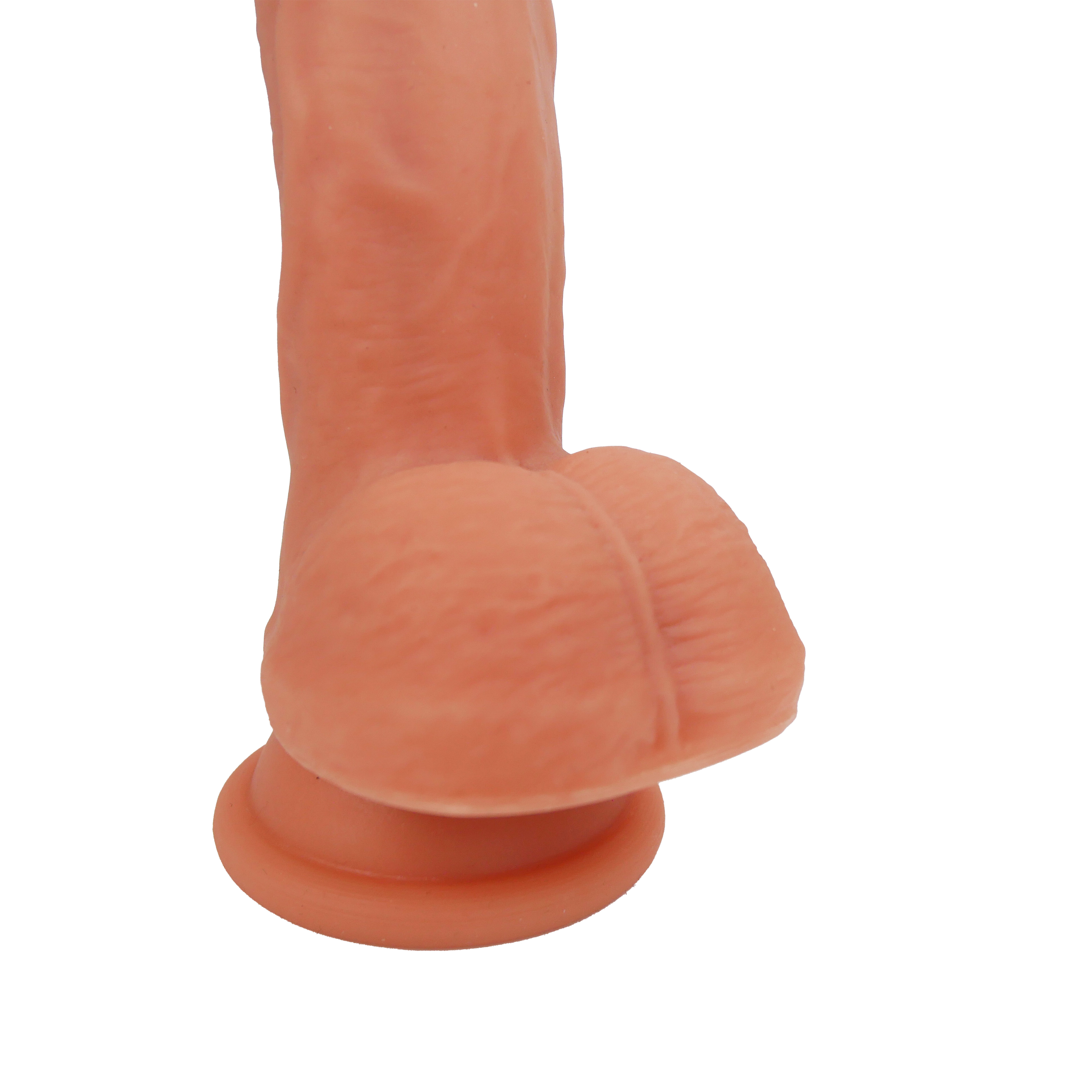 Realistischer Dildo mit Saugnapf – 21 cm Gesamtlänge, 15 cm einführbar, naturgetreu, hautfarbend hell mit Adern & Hoden meilov